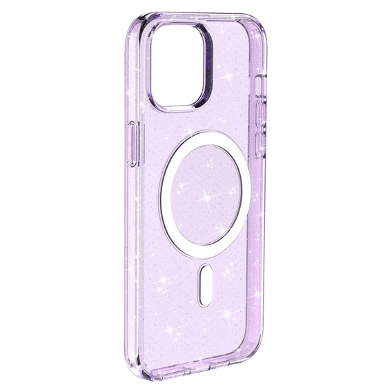 Pouzdro pro iPhone 14, Dropproof MagSafe Glitter, fialové