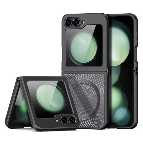 Pouzdro DuxDucis pro Samsung Galaxy Z Flip7 FE / Z Flip6, Aimo case, pro MagSafe, transparentní / černé