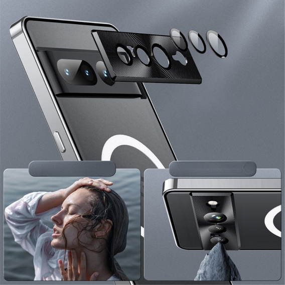 Ochranné pouzdro na fotoaparát pro Google Pixel 8 Pro, CamShield MagSafe, průhledná / stříbrná