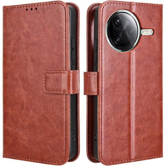 Klopové pouzdro pro Xiaomi Poco F7 Ultra, Crazy Horse Wallet, hnědé