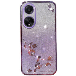 Pouzdro pro Oppo A58 4G, Glitter Flower, fialové