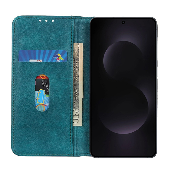 Flipové pouzdro pro Samsung Galaxy S25 Edge, Split Leather, zelené
