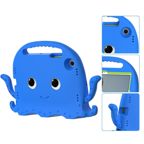 Dětské pouzdro pro Samsung Galaxy Tab A8 10.5, s rukojetí, chobotnice, modré