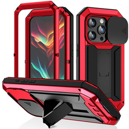 Pouzdro pro iPhone 15 Pro, R-JUST CamShield Slide, pancéřované, červené / černé