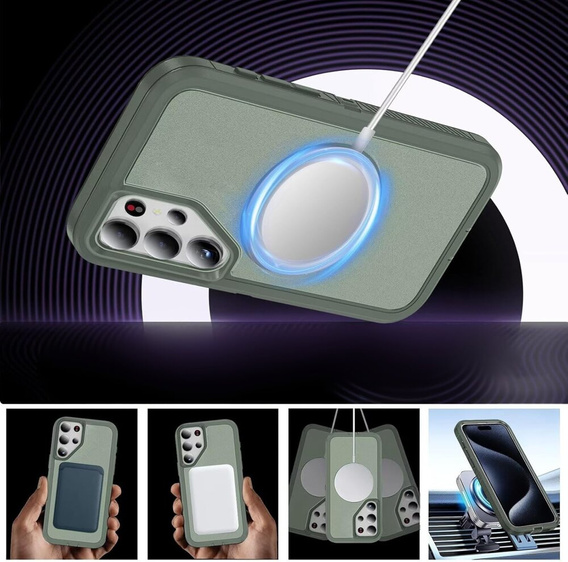 Pouzdro s rámečkem pro Samsung Galaxy S23 Ultra, pro MagSafe, zelené