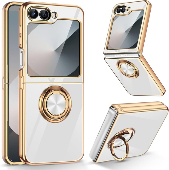 Pouzdro pro Samsung Galaxy Z Flip7 FE / Z Flip6, Electro Ring, bílé