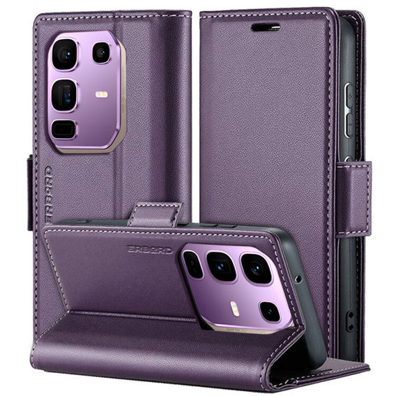 Pouzdro pro Infinix Note 50 Pro+, ERBORD Glossy Litchi, flipová peněženka, fialové