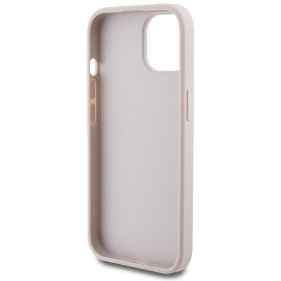 Pouzdro GUESS pro iPhone 15 4G Metal Gold Logo, růžové