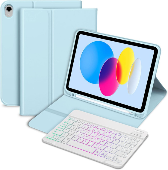 Pouzdro s podsvícenou bluetooth klávesnicí pro iPad 10.9 2022 (10 gen.), modré