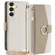 Flipové pouzdro Wallet Zipper Pocket pro Samsung Galaxy A25 5G, Wallet Zipper Pocket, se zrcátkem, bílé