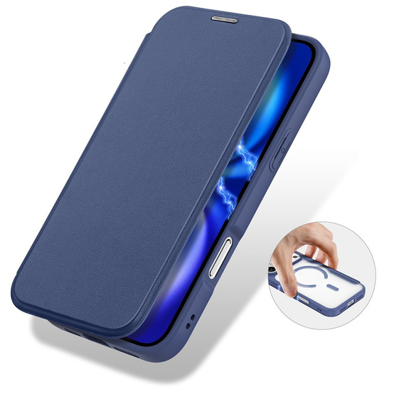 Pouzdro Dux Ducis pro iPhone 17 Pro Max, Skin X Pro, s klopou, pro MagSafe, tmavě modré