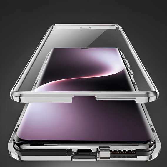 Pouzdro pro Honor Magic 7 Lite, Magnetic Dual Glass, stříbrné