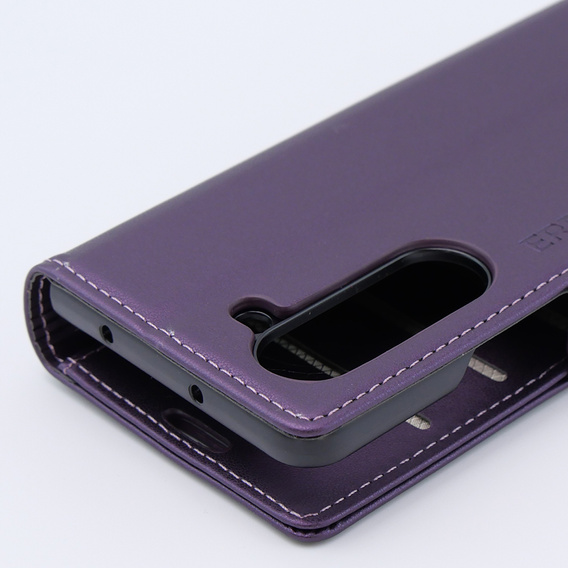 Pouzdro pro Samsung Galaxy Z Fold 5 5G, ERBORD Glossy Litchi, flipová peněženka, fialové