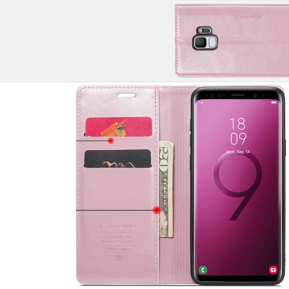 CASEME flipové pouzdro pro Samsung Galaxy S9, Waxy Textured, růžové