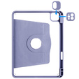 Pouzdro pro iPad Pro 11" 2022/2021/2020 (4/3/2 gen.), s prostorem pro stylus, otočné o 360°, fialové