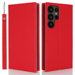 Klopové pouzdro pro Samsung Galaxy S25 Ultra, Litchi Skin Grain, červené