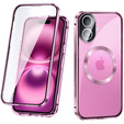 Magnetické pouzdro Dual Glass MagSafe pro iPhone 16, růžové rose gold