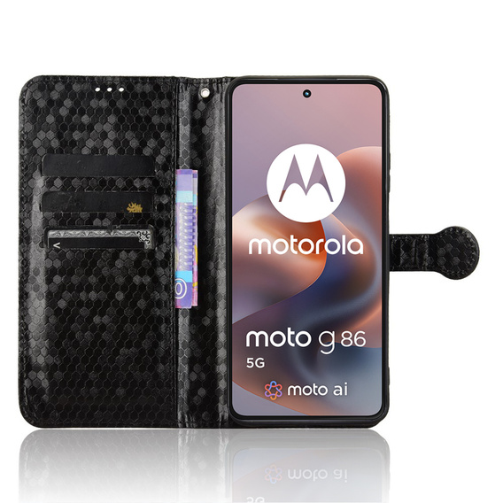 Flipové pouzdro pro Motorola Moto G86 Power 5G, Wallet Rhombus, černé