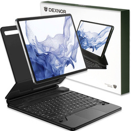 Pouzdro s klávesnicí pro Samsung Galaxy Tab S10+/S9 FE+ Plus/S9+/ S8+/ S7+/ S7 FE, Dexnor Magnetic Keyboard Touchpad, černé
