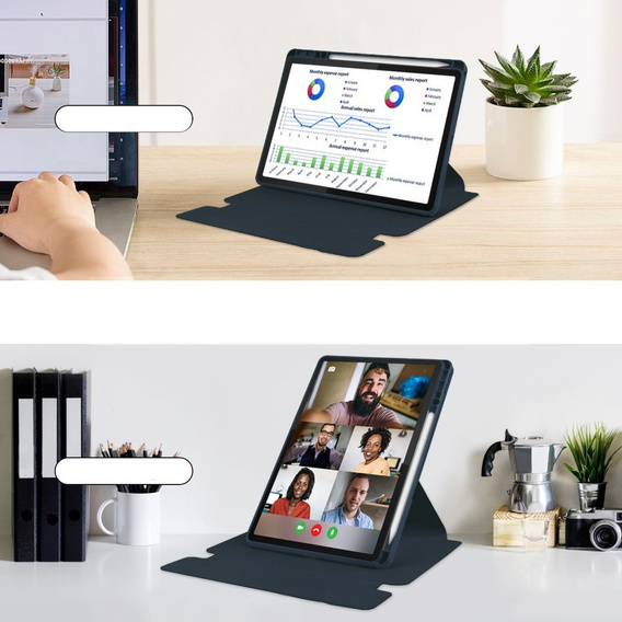 Pouzdro s klávesnicí pro Lenovo Tab M11, Rotary 360° Leather, námořnicky modré