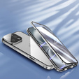 Pouzdro pro iPhone 16 Pro, Magnetic Dual Glass, stříbrné
