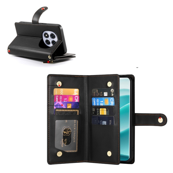 Klopové pouzdro pro Xiaomi Redmi Note 14 Pro 5G / Poco X7 5G, Wallet Zipper Pocket, černé