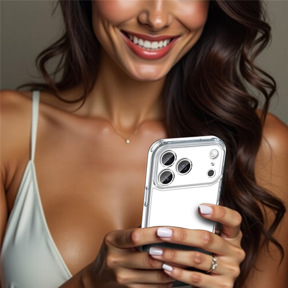 Silikonové pouzdro pro iPhone 17 Pro Max, s tvrdou zadní stranou, průhledné