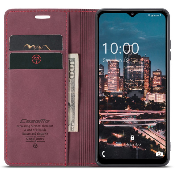 Pouzdro CASEME pro Samsung Galaxy A04S / A13 5G, Leather Wallet Case, červené