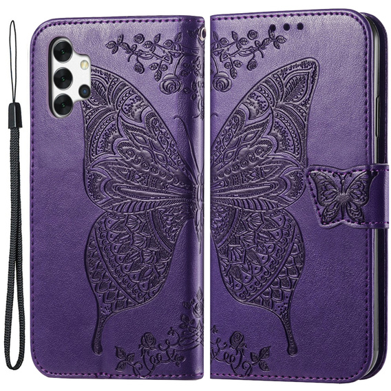 Klopové pouzdro pro Samsung Galaxy A13 4G, Butterfly, fialové