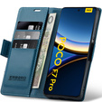 Pouzdro pro Xiaomi Poco F7 Pro, ERBORD Glossy Litchi, flipová peněženka, modré
