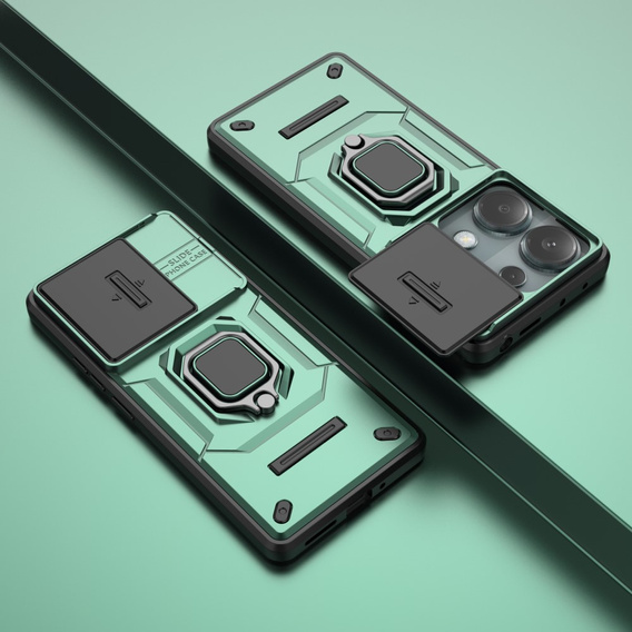 Pouzdro pro Xiaomi Redmi Note 13 Pro 4G / Xiaomi Redmi Note 14S / Xiaomi Poco M6 Pro 4G, KickStand Camera Lens, zelené