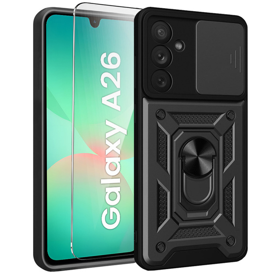 Pancéřové pouzdro pro Samsung Galaxy A26, CamShield Slide, černé + tvrzené sklo 9H