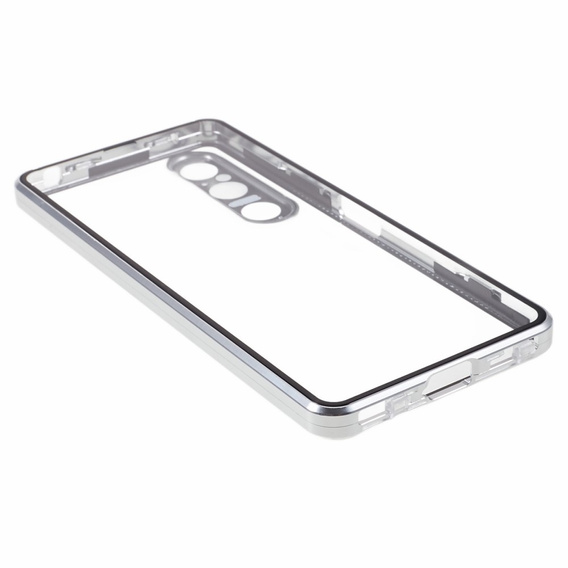 Pouzdro pro Sony Xperia 1 V, Magnetic Dual Glass, stříbrné