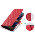 Pouzdro s klopou pro iPhone 16 Plus, Rhombus Crossbody Leather, červené