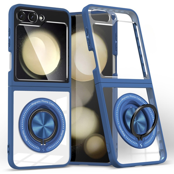 Pouzdro pro Samsung Galaxy Z Flip7 FE / Z Flip6, Corners Dropproof, pro MagSafe, transparentní / tmavě modré