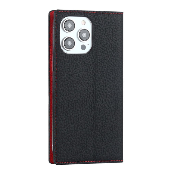 Klopové pouzdro pro iPhone 15 Pro Max, Litchi Skin Grain, černé
