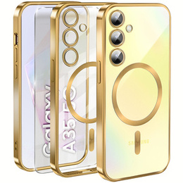 Pouzdro pro Samsung Galaxy A35 5G, Electro MagSafe, zlaté + sklo na displej