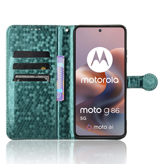 Flipové pouzdro pro Motorola Moto G86 5G, Wallet Rhombus, zelené