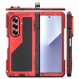 Pancéřové pouzdro pro Samsung Galaxy Z Fold6 5G, hliníkové, se stojánkem a prostorem pro stylus, černé
