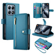 Klopové pouzdro pro Xiaomi 14T Pro, Wallet Zipper Pocket, modré