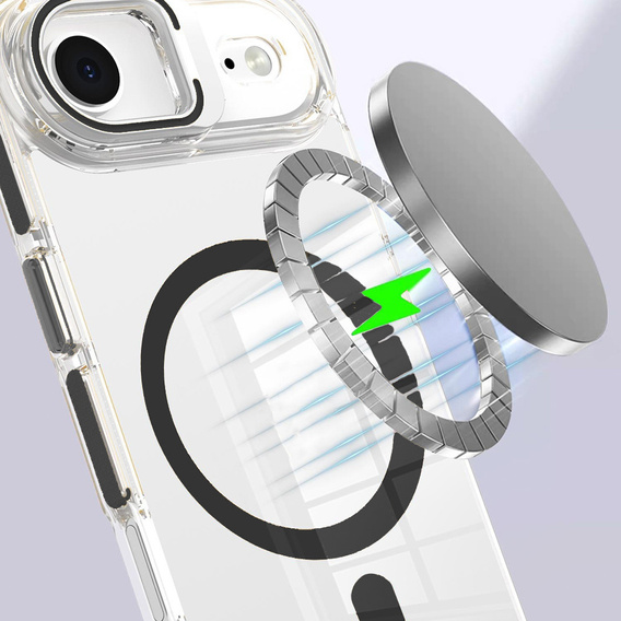 Pouzdro pro iPhone Air, pro MagSafe, se stojánkem, průhledné s černými vložkami