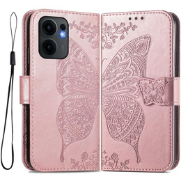 Klopové pouzdro pro Oppo Reno 13F / Oppo Reno 13FS, Butterfly, růžové rose gold