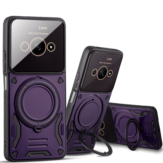 Obrněné pouzdro pro Xiaomi Redmi A3, Magnetic Ring, fialové
