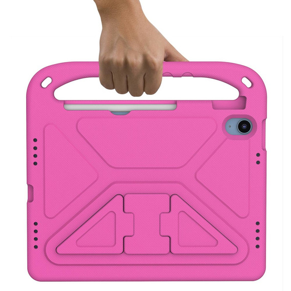 Dětské pouzdro pro iPad 11" 2025 A16 (11 gen.) / iPad 10.9" 2022 (10 gen.), s rukojetí, růžové
