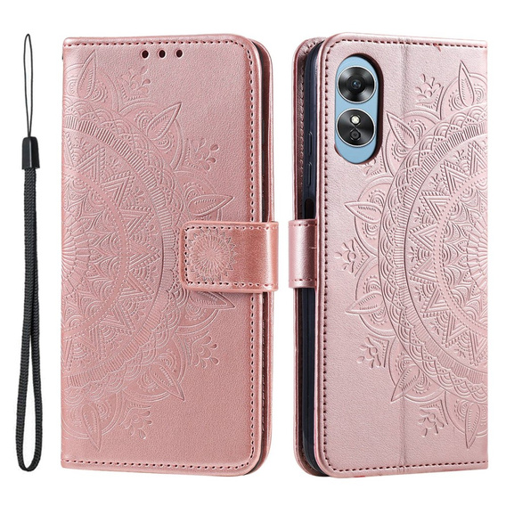 Klopové pouzdro pro Oppo A17, Mandala, růžové rose gold