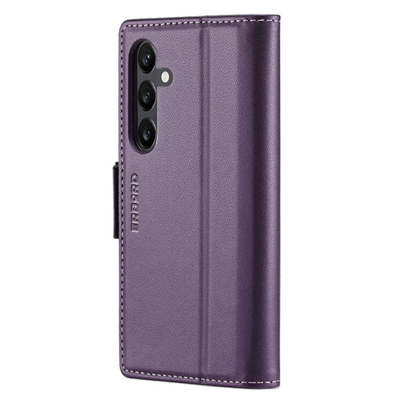 Pouzdro pro Samsung Galaxy A55, ERBORD Glossy Litchi, flipová peněženka, fialové