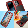 Pouzdro pro iPhone 15, pancéřované, s integrovaným sklem, červené