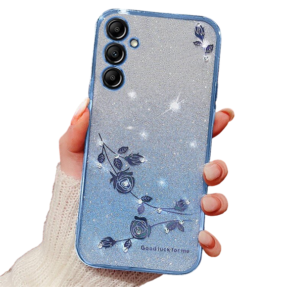 Pouzdro pro Samsung Galaxy A55 5G, Glitter Flower, růžové rose gold