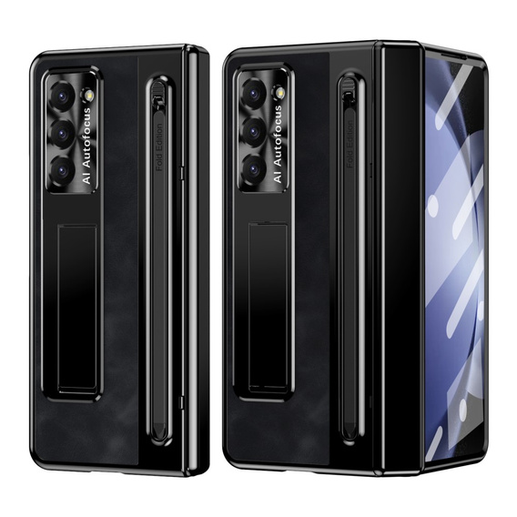 Kožené pouzdro Leather+PC s podstavcem, sklem a stylusem pro Samsung Galaxy Z Fold6 5G