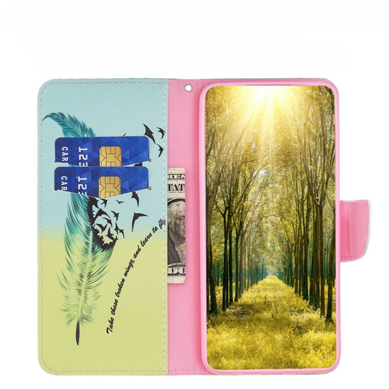 Klopové pouzdro pro Xiaomi Redmi Note 12 4G, Wallet, feather, modré